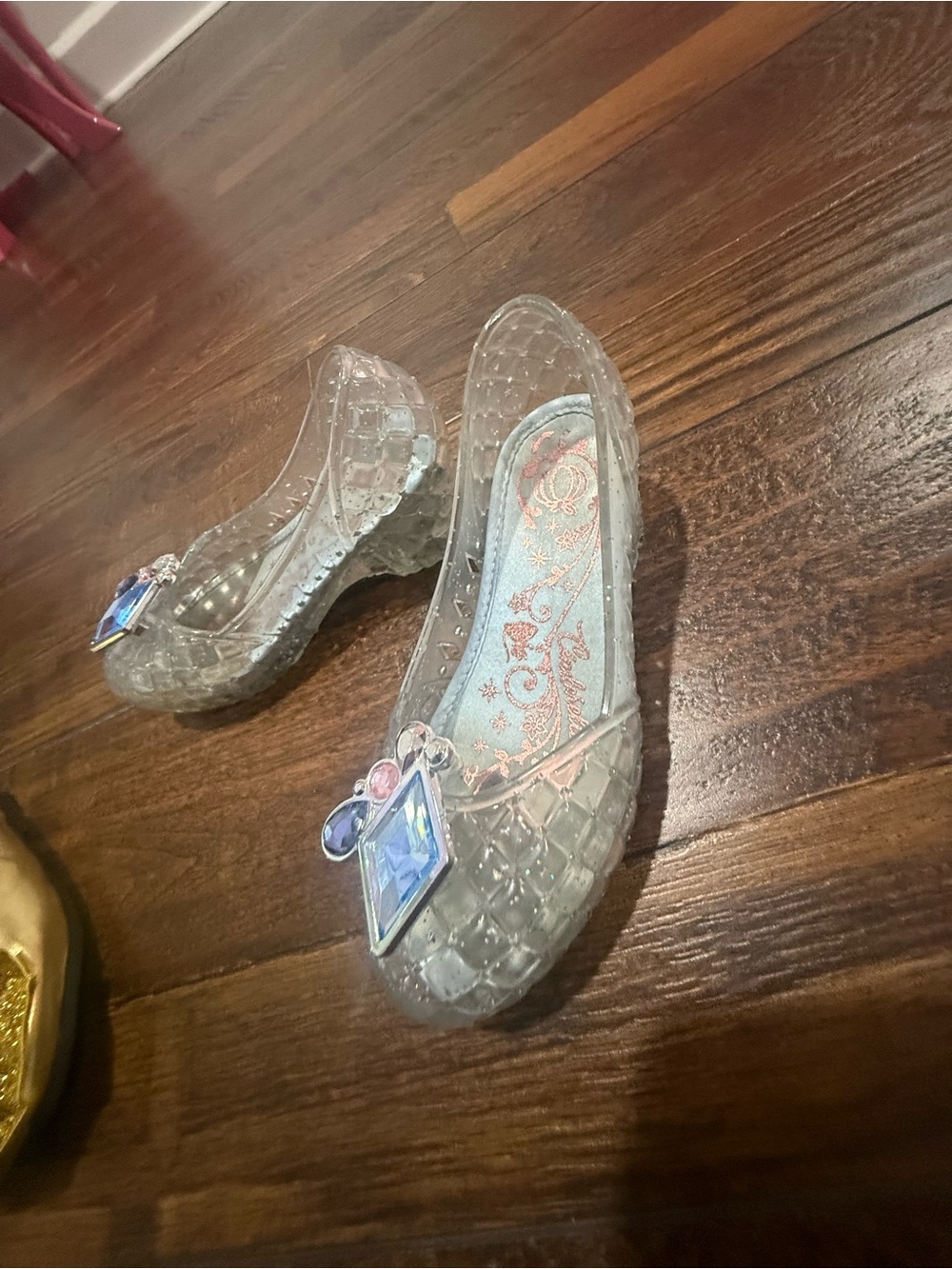 ✨ Cinderella Light Up Jelly Shoes Clear Blue Gem Princess Dress Up Shoes ✨